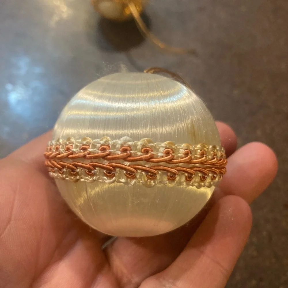 Sey of 8 Vintage White Satin Ornaments